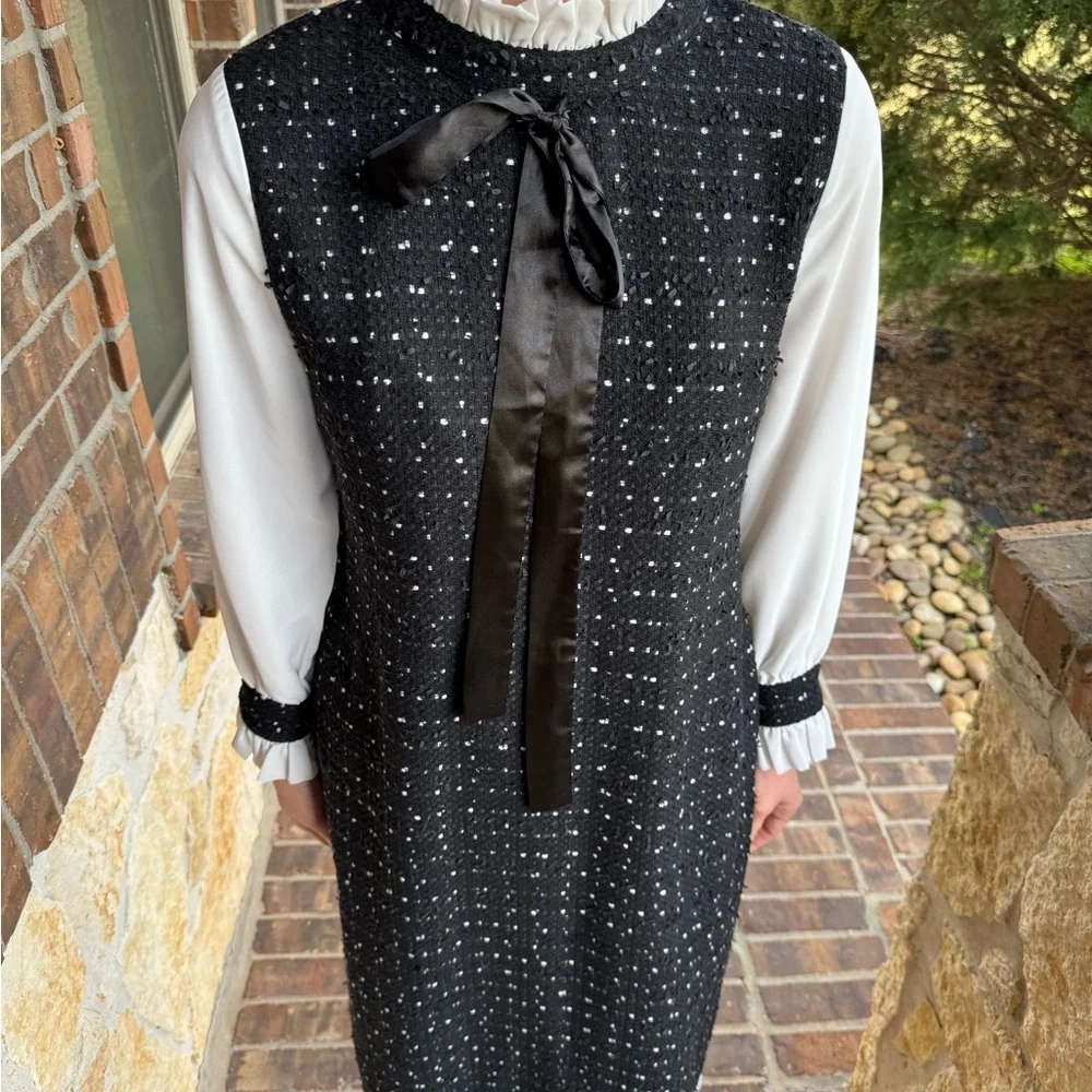 Dainty Jewells Black and Cream Long Sleeve Dress - Picture 4 of 6